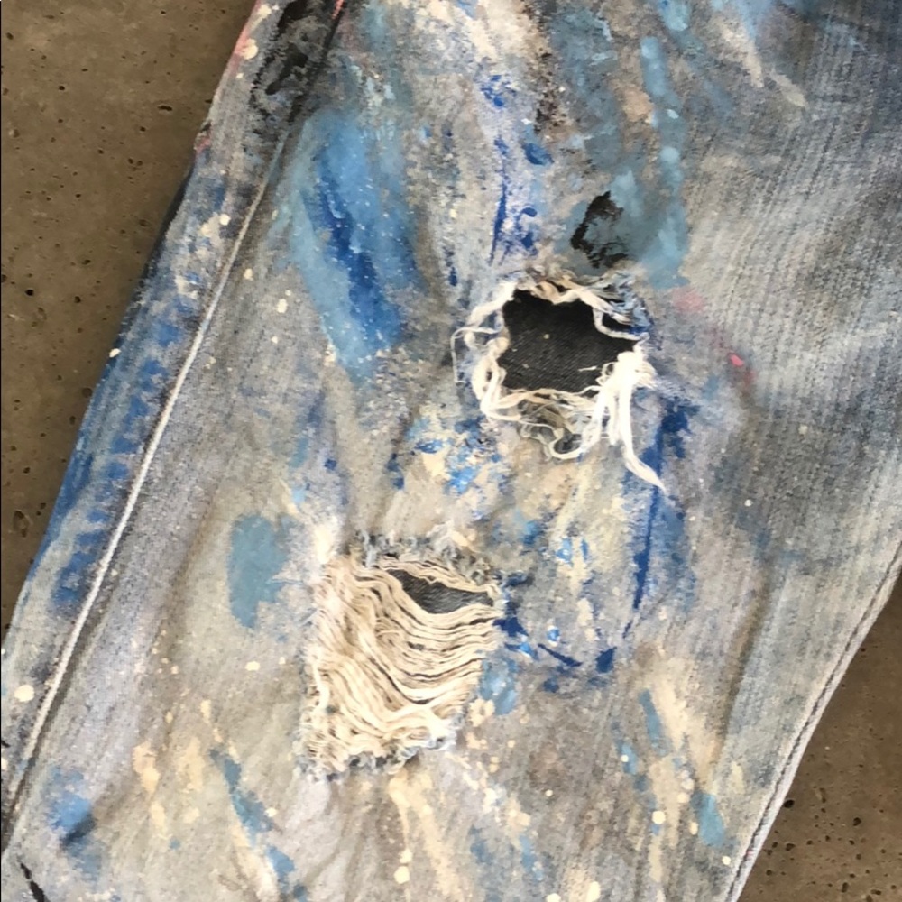 Unique Hand painted guess boyfriend jeans size 27 - Picture 8 of 10